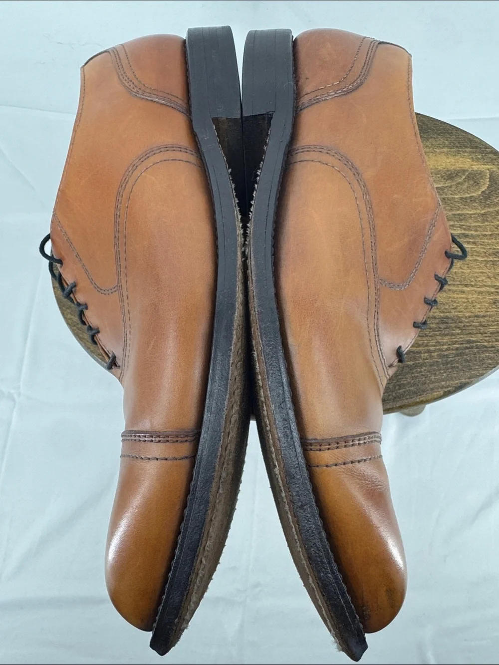 Allen Edmonds Mens Brookwood Leather Cap Toe Dress Shoes in Cognac, sz 11